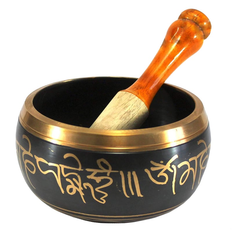 eSplanade - 6 inches - Singing Bowl Tibetan Buddhist Prayer Instrument With Striker Stick | OM Bell | OM Bowl | Meditation Bowl | Music Therapy (black) - Image 5